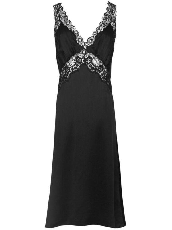 Saint Laurent lace-panelling midi silk slip dress