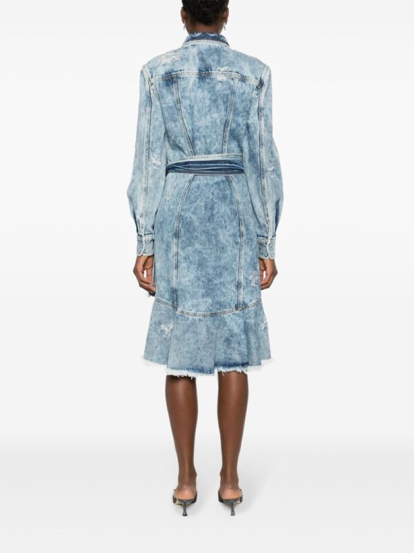 Moschino wraparound distressed-denim dress - Image 4