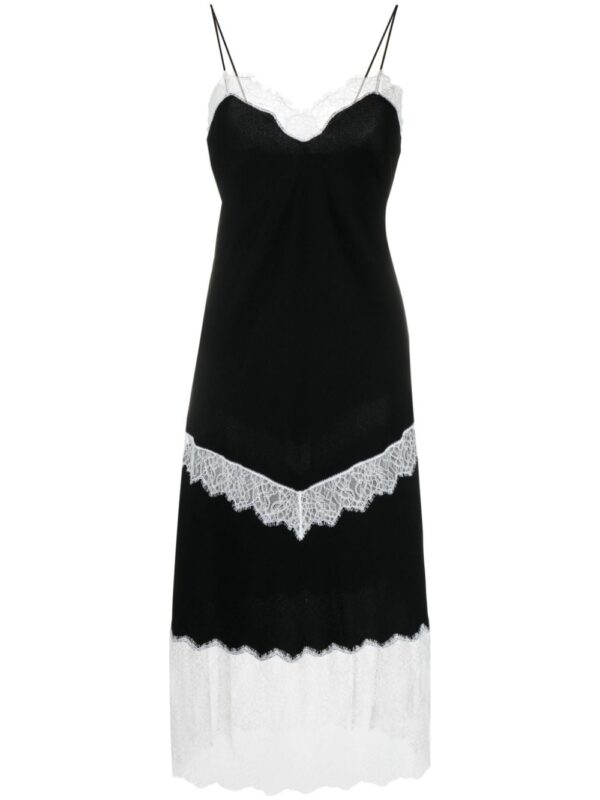 Moschino lace-panel crepe slip dress