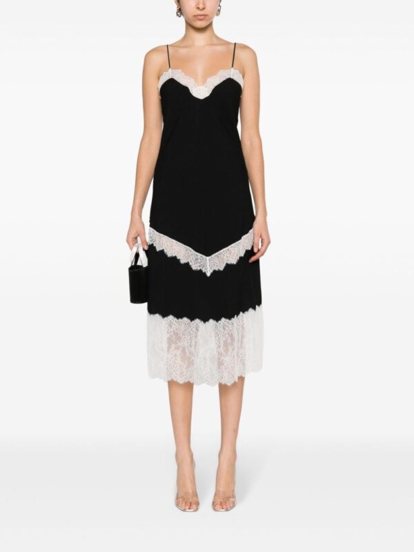 Moschino lace-panel crepe slip dress - Image 2