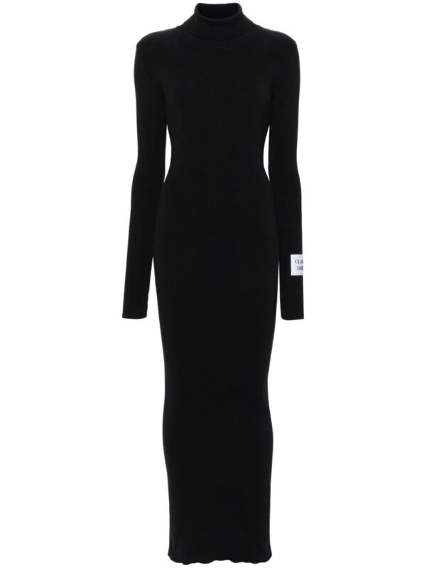 Moschino slogan-patch ribbed cotton dress