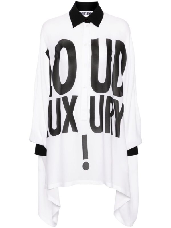 Moschino text-print silk shirt dress