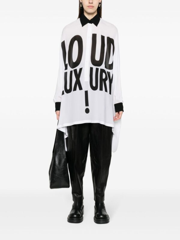 Moschino text-print silk shirt dress - Image 4