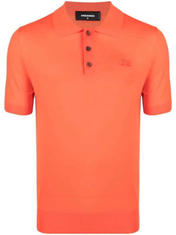 DSQUARED2  logo-embroidered virgin wool polo shirt