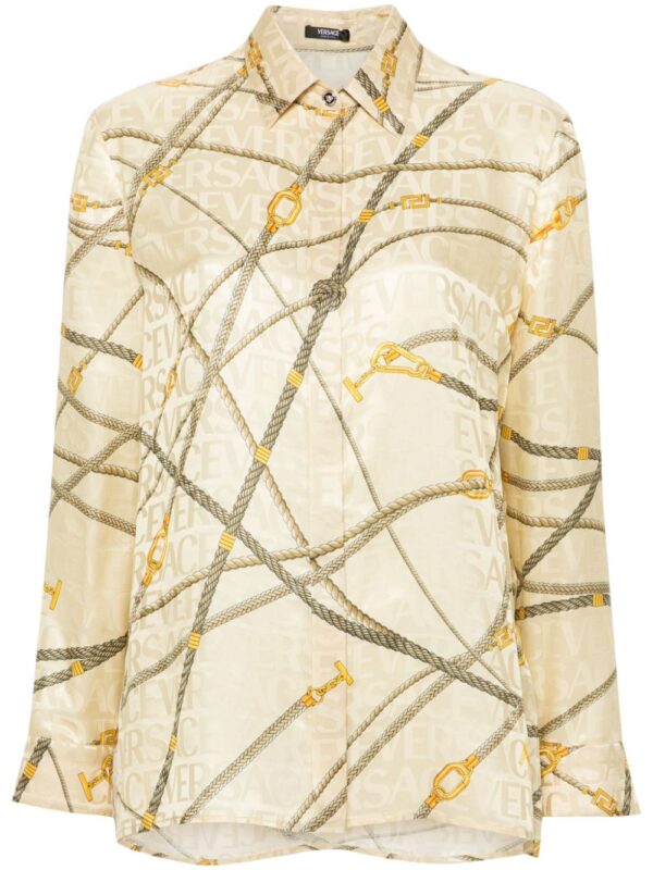 Versace  logo-jacquard graphic-print shirt