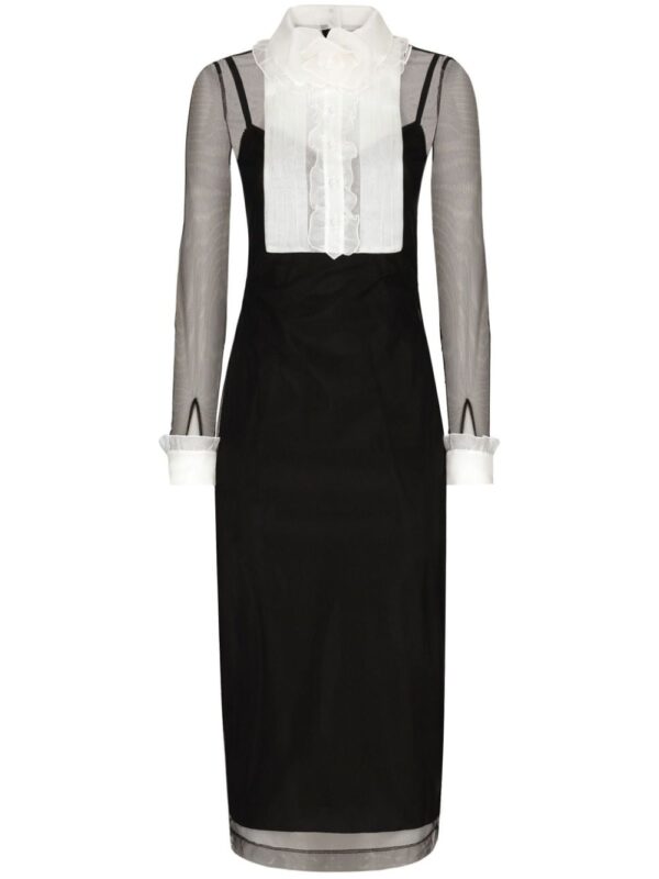 Dolce & Gabbana ruffled bib-collar midi dress