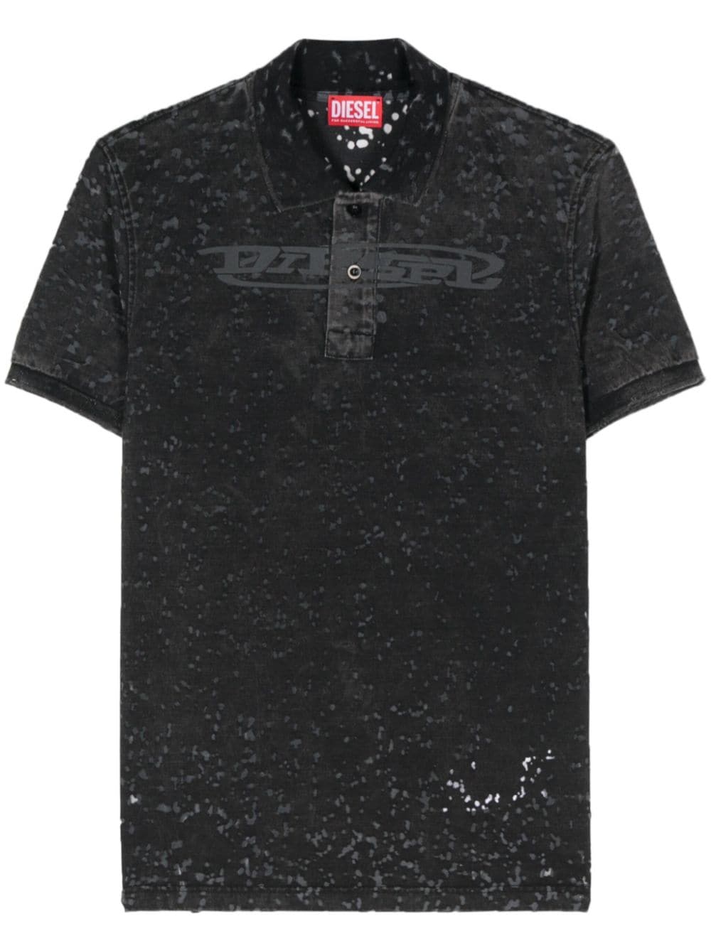Diesel logo-print distressed polo shirt