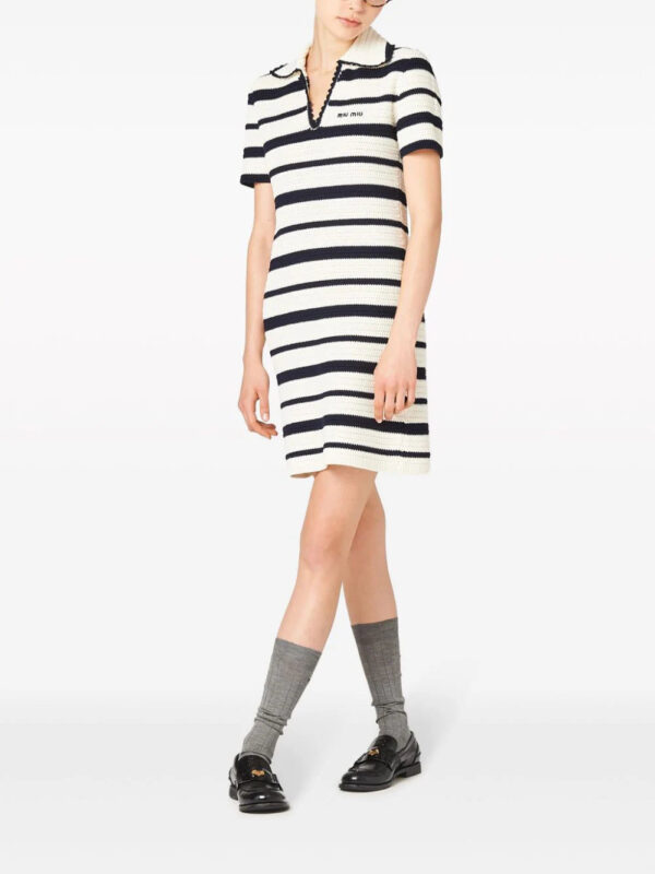 Miu Miu  stripe-pattern crochet minidress - Image 2
