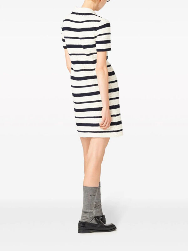 Miu Miu  stripe-pattern crochet minidress - Image 3