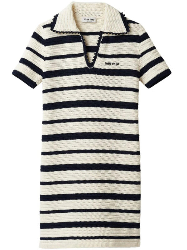 Miu Miu  stripe-pattern crochet minidress