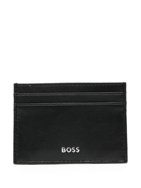 BOSS logo-stamp leather cardholder