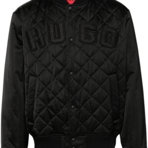 HUGO  logo-patches quilted bomber jacket