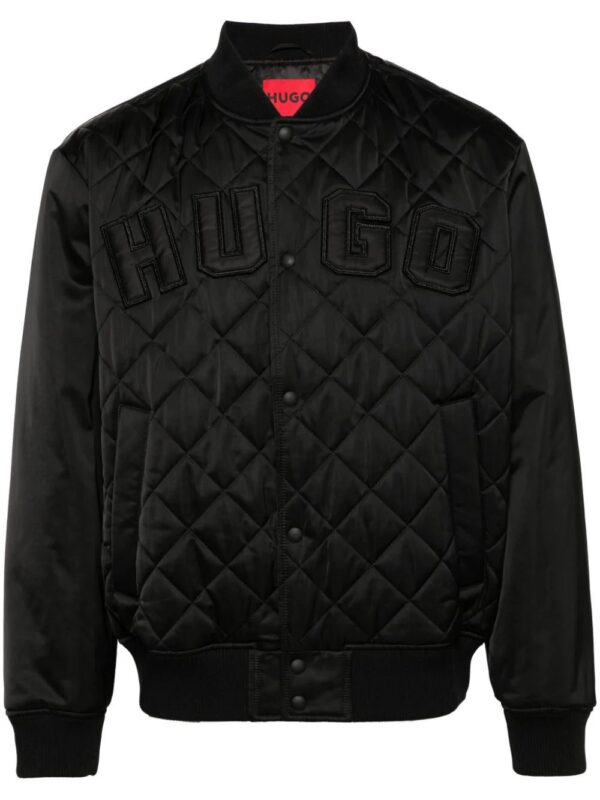 HUGO  logo-patches quilted bomber jacket