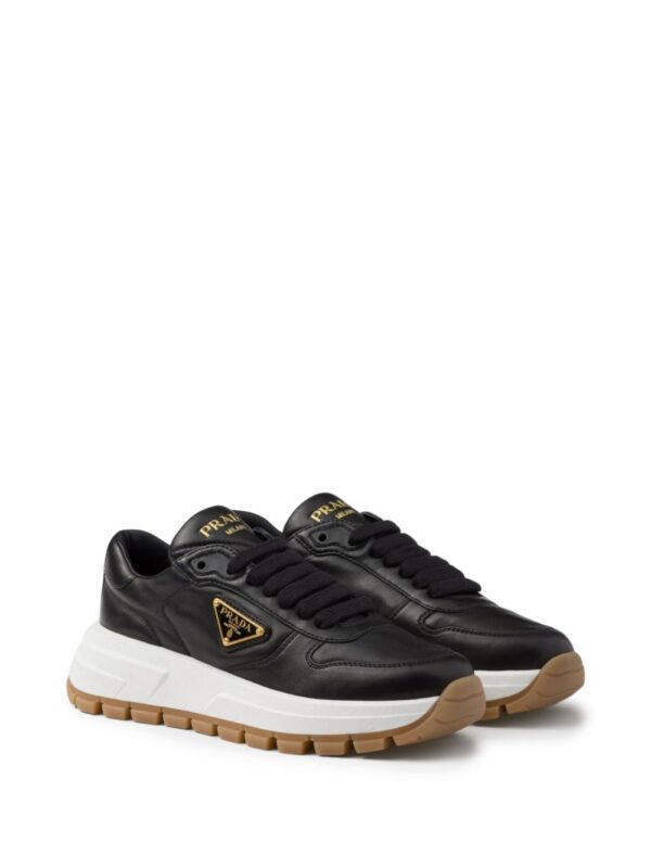 Prada triangle-logo leather sneakers - Image 2