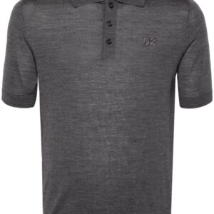 DSQUARED2  logo-embroidered fine-knit polo shirt