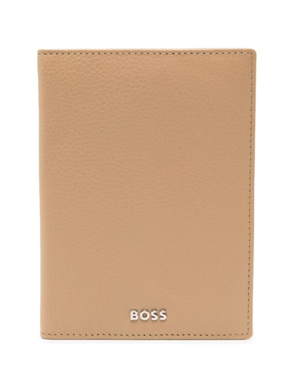 BOSS grained-leather passport holder