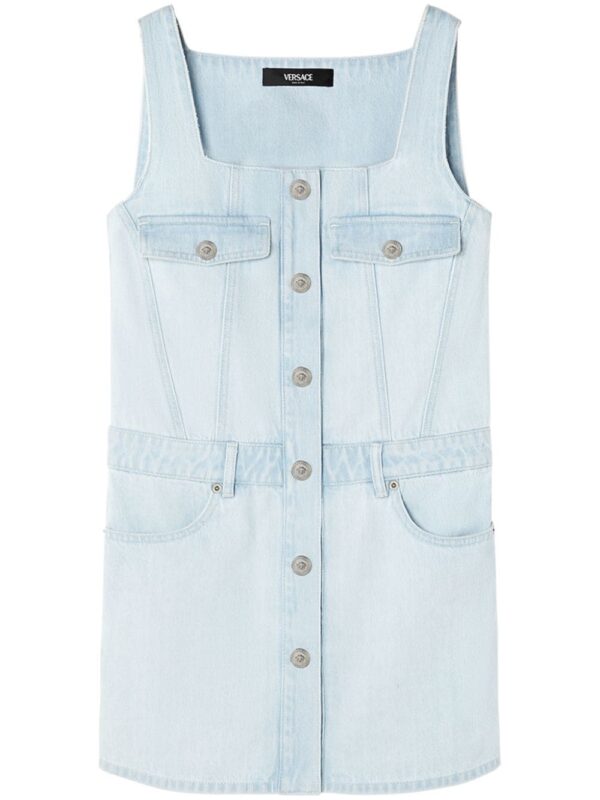 Versace Medusa-buttons denim minidress