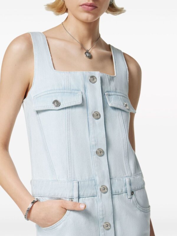 Versace Medusa-buttons denim minidress - Image 5