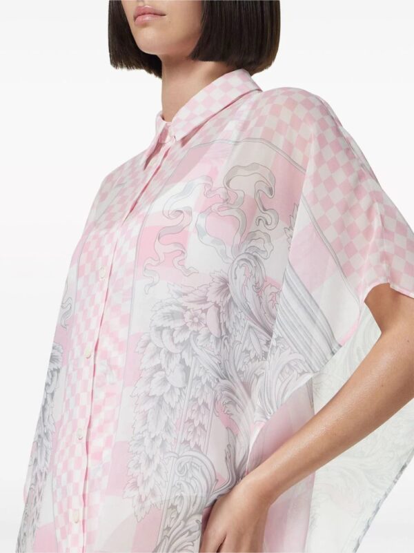 Versace  Barocco check-print shirtdress - Image 4