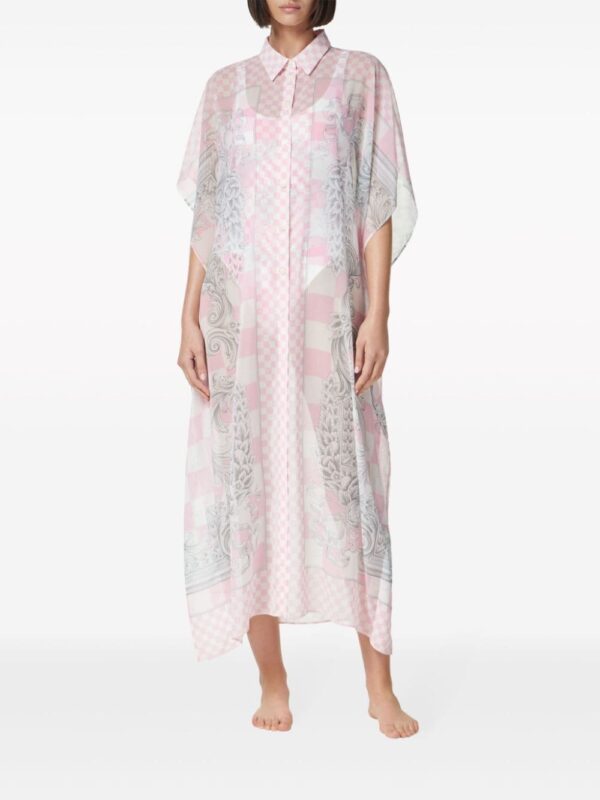 Versace  Barocco check-print shirtdress - Image 2