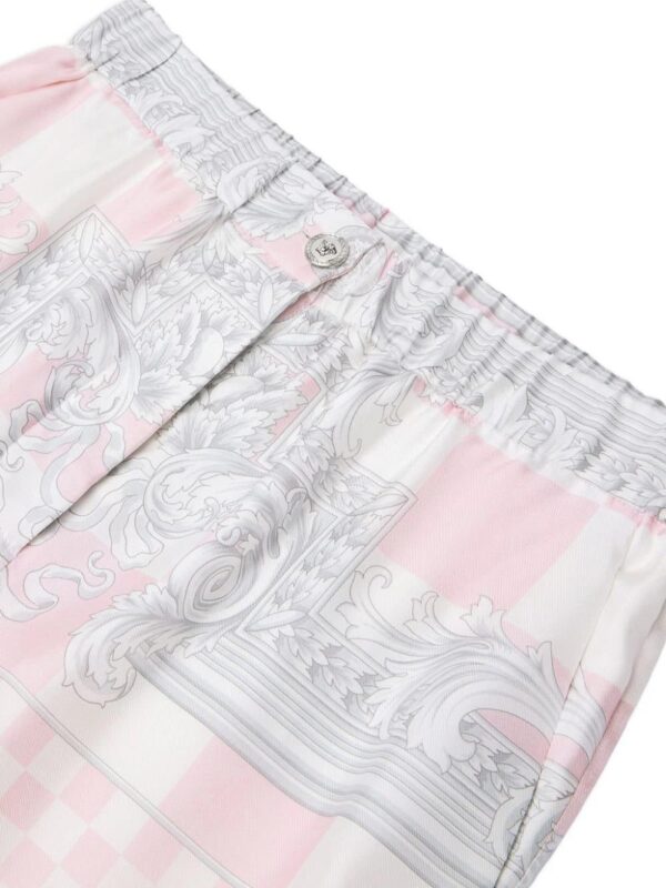 Versace  graphic-print silk flared trousers - Image 3