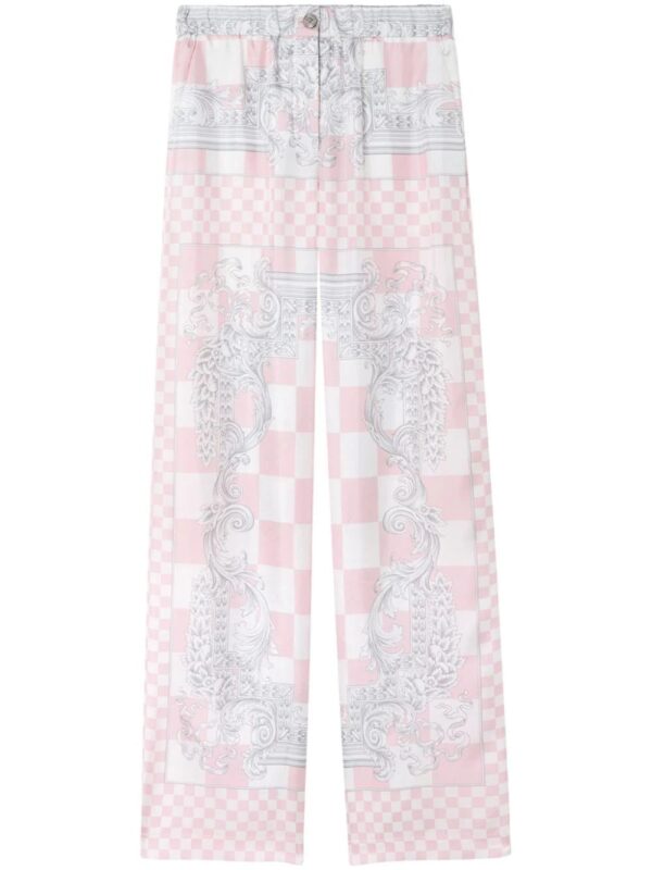 Versace  graphic-print silk flared trousers