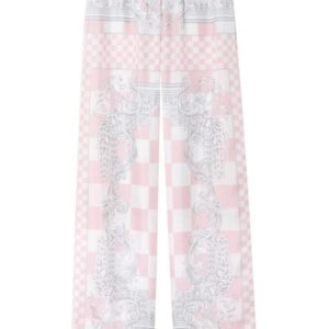 Versace  graphic-print silk flared trousers