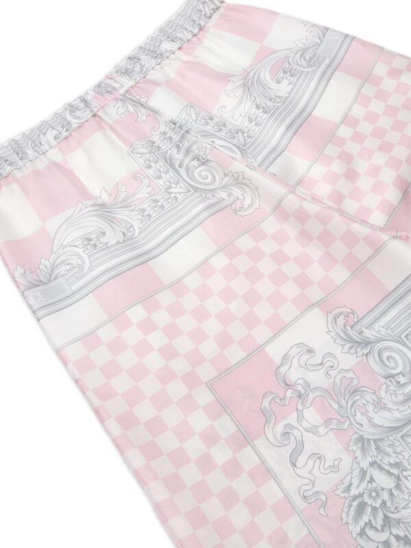 Versace  graphic-print silk flared trousers - Image 4
