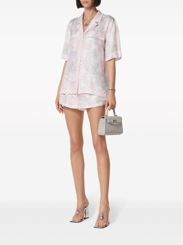 Versace Barocco-print checked silk shirt - Image 2