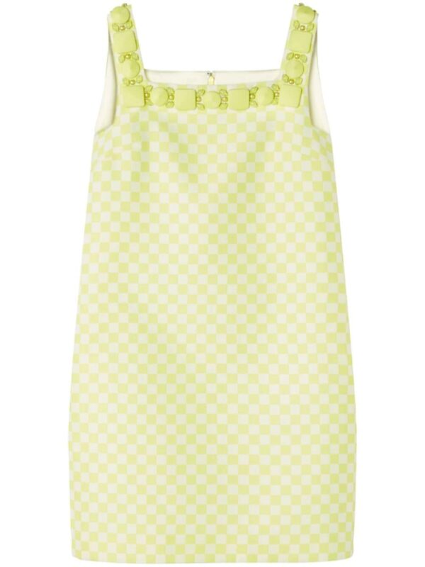 Versace embellished check-pattern dress