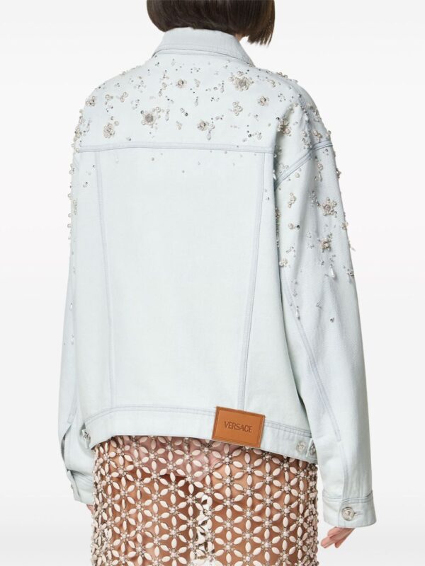 Versace  pearl-embellished denim jacket - Image 4