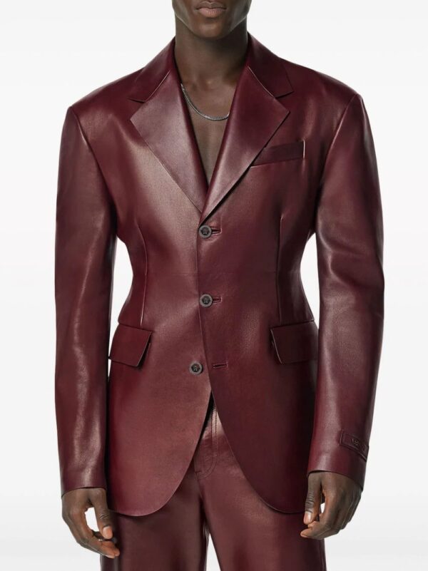 Versace  single-breasted leather blazer - Image 3