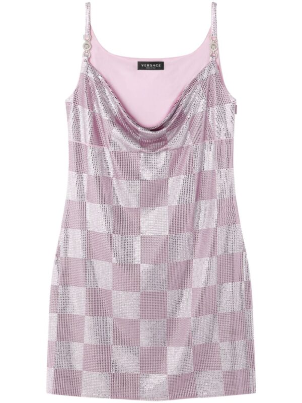 Versace  rhinestone checked minidress
