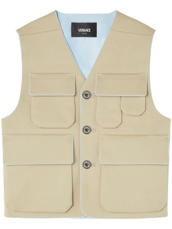 Versace  flap-pocket V-neck vest