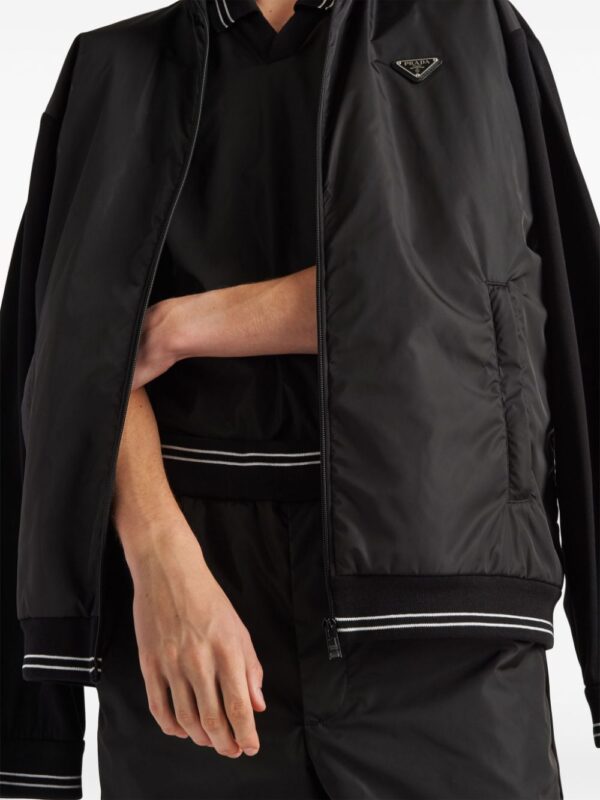 Prada triangle-logo panelled bomber jacket - Image 3