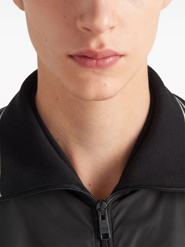 Prada triangle-logo panelled bomber jacket - Image 4