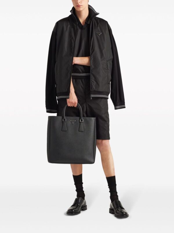 Prada triangle-logo panelled bomber jacket - Image 2