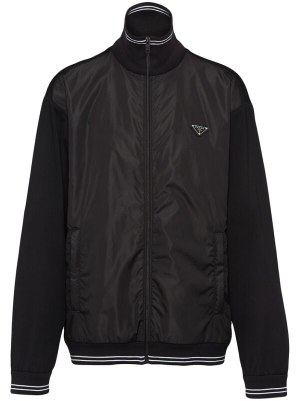 Prada triangle-logo panelled bomber jacket