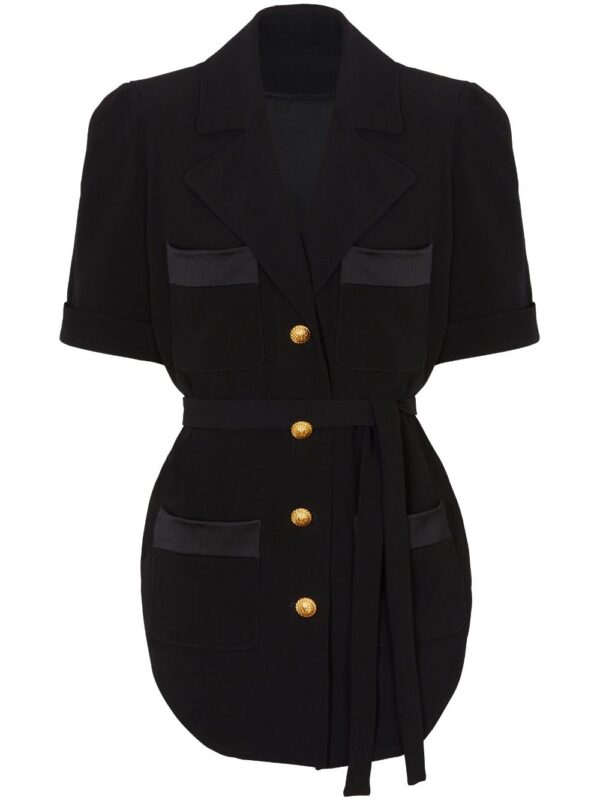 Balmain  belted crepe short-sleeve shirt