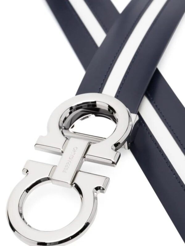Ferragamo  Gancini-buckle striped belt - Image 2