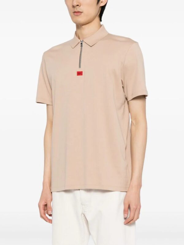HUGO  logo-patch zip-front polo shirt - Image 3