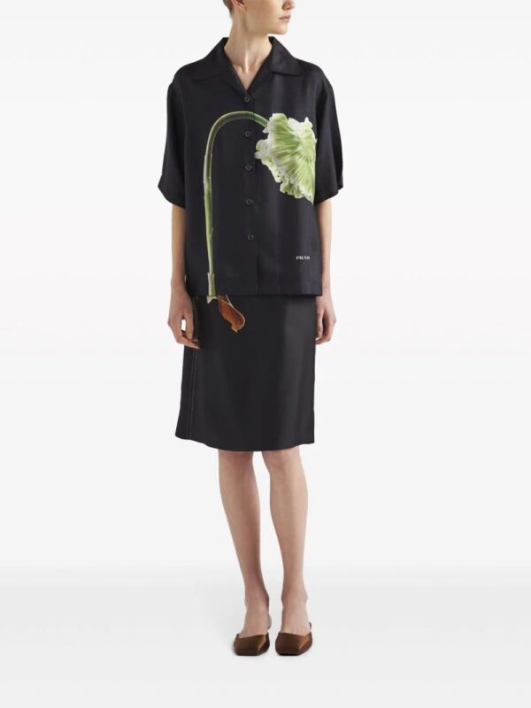 Prada  floral-print silk twill shirt - Image 2