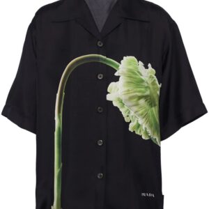Prada  floral-print silk twill shirt