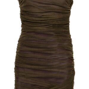 Saint Laurent ruched-detail strapless dress