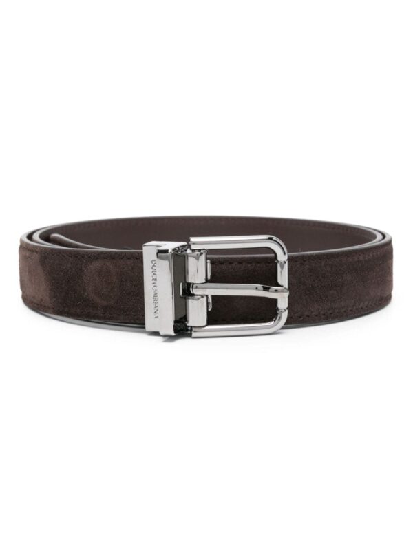Louis Vuitton logo-engraved buckle suede belt