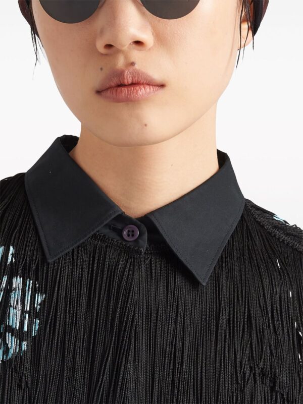 Prada  floral-print fringed shirt - Image 4