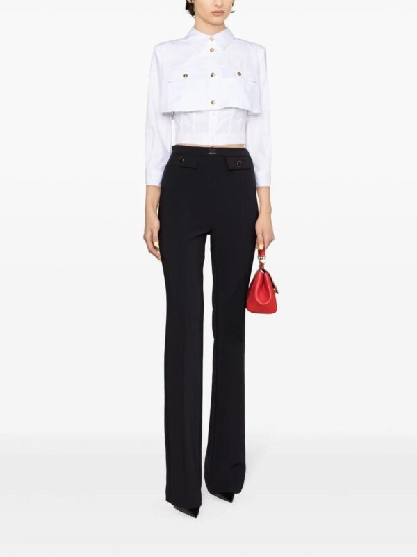 Elisabetta Franchi  embossed-buttons crepe flared trousers - Image 2