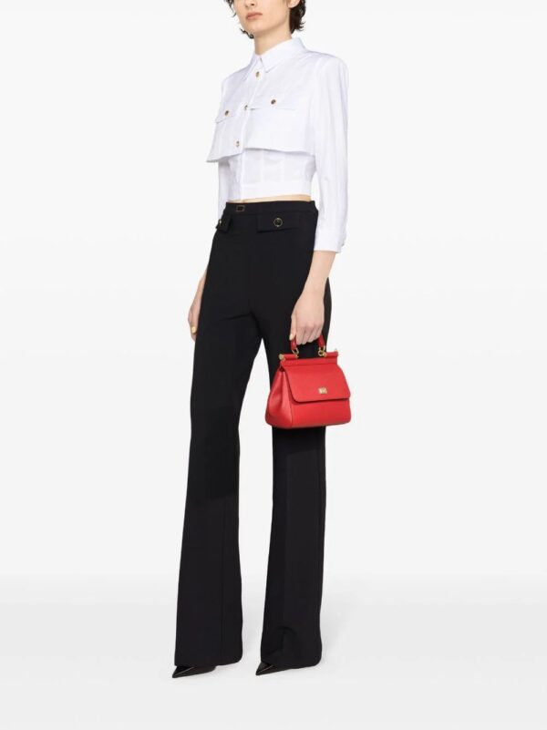 Elisabetta Franchi  embossed-buttons crepe flared trousers - Image 3