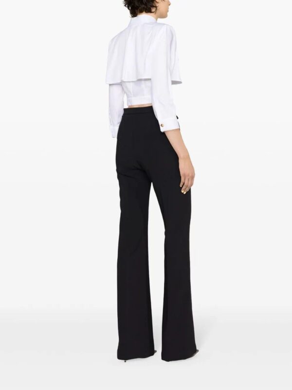 Elisabetta Franchi  embossed-buttons crepe flared trousers - Image 4