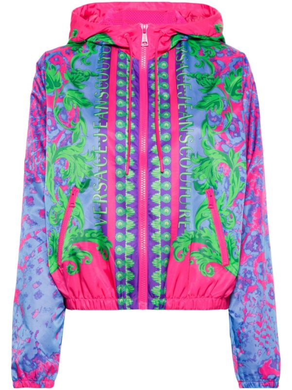 Versace Jeans Couture  Animalier-print hooded windbreaker jacket